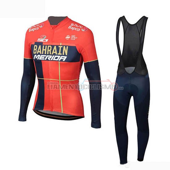 Abbigliamento Ciclismo Bahrain Merida Manica Lunga 2019 Rosso(2)